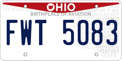 OH license plate FWT5083