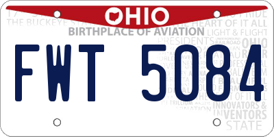 OH license plate FWT5084