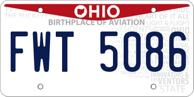 OH license plate FWT5086