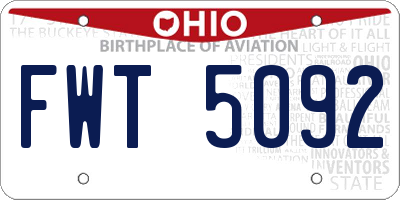 OH license plate FWT5092
