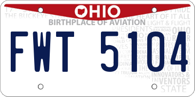 OH license plate FWT5104