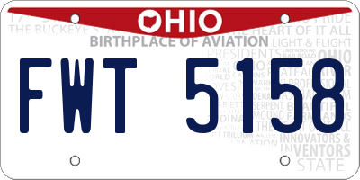 OH license plate FWT5158