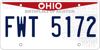 OH license plate FWT5172