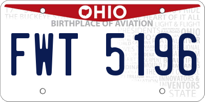 OH license plate FWT5196