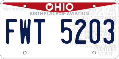 OH license plate FWT5203