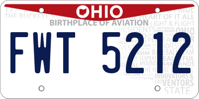 OH license plate FWT5212