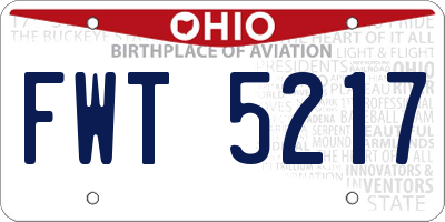 OH license plate FWT5217