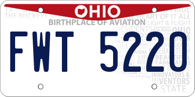 OH license plate FWT5220