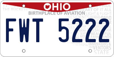 OH license plate FWT5222