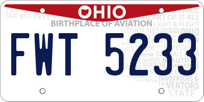 OH license plate FWT5233