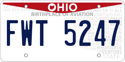 OH license plate FWT5247