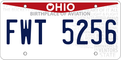 OH license plate FWT5256