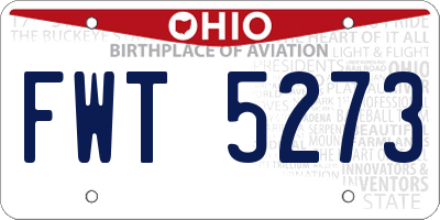 OH license plate FWT5273