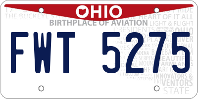 OH license plate FWT5275