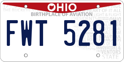 OH license plate FWT5281