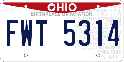 OH license plate FWT5314