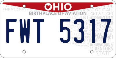 OH license plate FWT5317