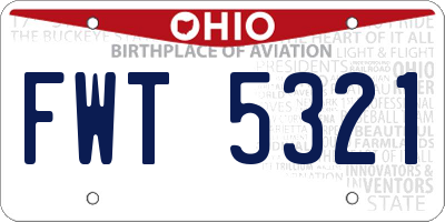 OH license plate FWT5321