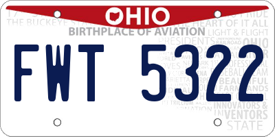OH license plate FWT5322