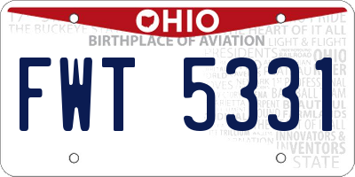 OH license plate FWT5331
