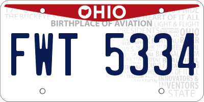 OH license plate FWT5334