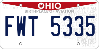 OH license plate FWT5335
