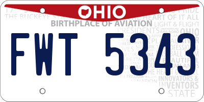 OH license plate FWT5343