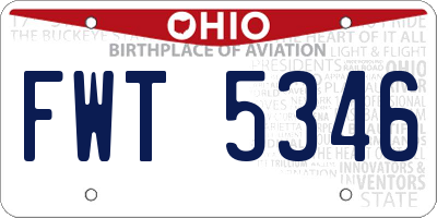 OH license plate FWT5346