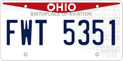 OH license plate FWT5351