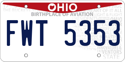 OH license plate FWT5353