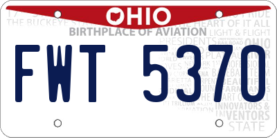 OH license plate FWT5370