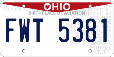OH license plate FWT5381