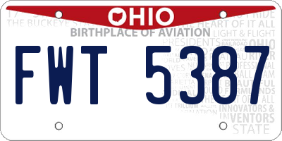 OH license plate FWT5387