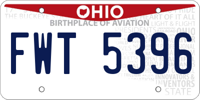 OH license plate FWT5396
