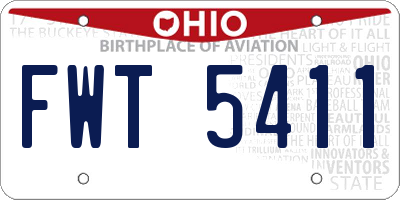 OH license plate FWT5411