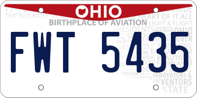 OH license plate FWT5435