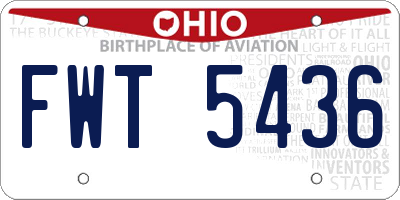 OH license plate FWT5436