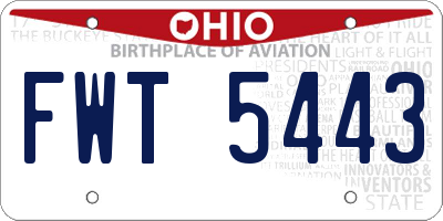 OH license plate FWT5443