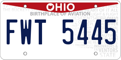 OH license plate FWT5445