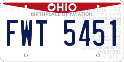 OH license plate FWT5451