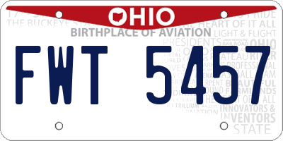 OH license plate FWT5457