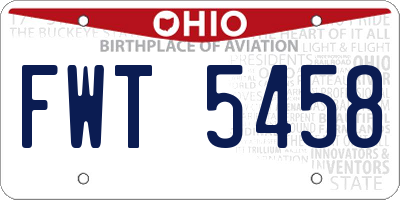 OH license plate FWT5458