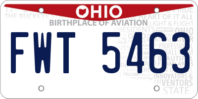OH license plate FWT5463