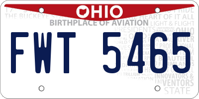 OH license plate FWT5465