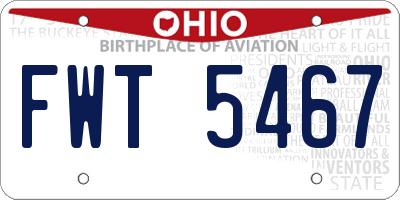 OH license plate FWT5467