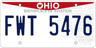 OH license plate FWT5476