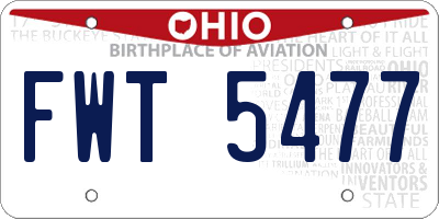 OH license plate FWT5477