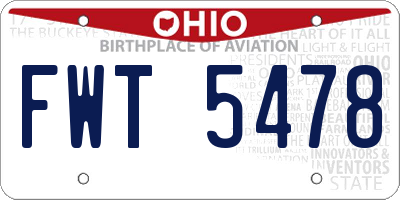 OH license plate FWT5478