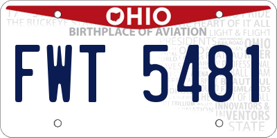OH license plate FWT5481