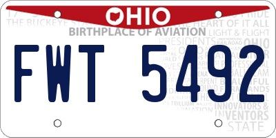 OH license plate FWT5492